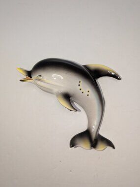 Vintage Lefton's Dolphin Ceramic Wall Pocket Vase Kitsch Made in Japan